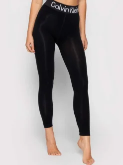 Pantalon Legging noir uni avec une coupe skinny et ceinture élastiquée