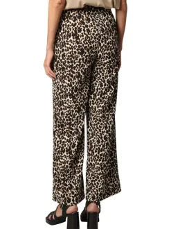Pantalon léopard avec une coupe fluide et une ceinture à nouer à la taille