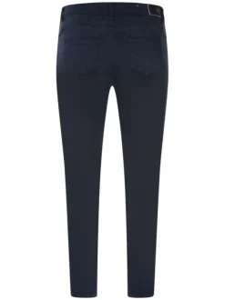 Pantalon Louise marine uni avec une coupe slim et une taille intermédiaire