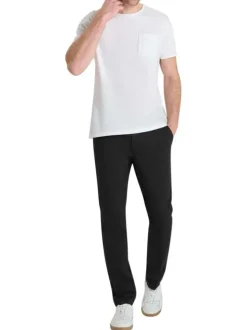 Pantalon Malo en coton mélangé noir coupe droite pourvu d'une taille élastiquée
