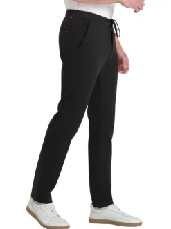 Pantalon Malo en coton mélangé noir coupe droite pourvu d'une taille élastiquée