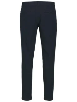Pantalon marine Chino Marco Bowie en coton à motifs en chevrons et à coupe slim