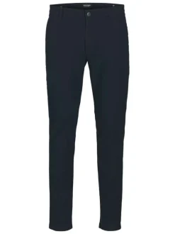 Pantalon marine Chino Marco Bowie en coton à motifs en chevrons et à coupe slim