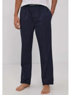 Pantalon marine en coton carreaux avec une coupe fermée