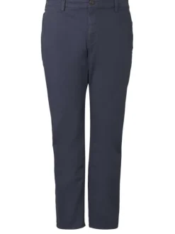 Pantalon marine pour homme en coton uni coupe droite