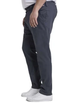 Pantalon marine pour homme en coton uni coupe droite