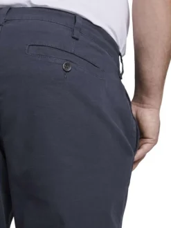 Pantalon marine pour homme en coton uni coupe droite