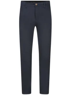 Pantalon marine uni avec une coupe droite et des passants pour ceinture