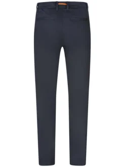 Pantalon marine uni avec une coupe droite et des passants pour ceinture