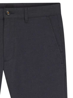 Pantalon marine uni avec une coupe droite et une taille intermédiaire