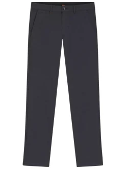 Pantalon marine uni avec une coupe droite et une taille intermédiaire