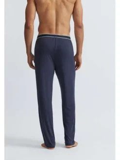 Pantalon marine uni avec une coupe régular et une taille élastiquée