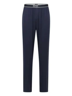 Pantalon marine uni avec une coupe régular et une taille élastiquée