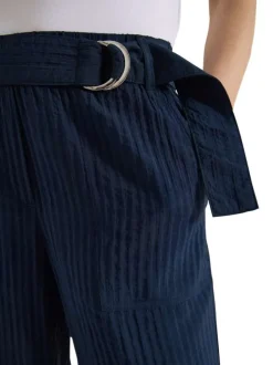 Pantalon marine uni pourvu d'une fermeture avec ceinture amovible assortie