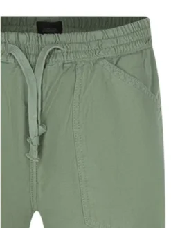 Pantalon Milak en coton vert à coupe droite pourvu d'une taille élastiquée