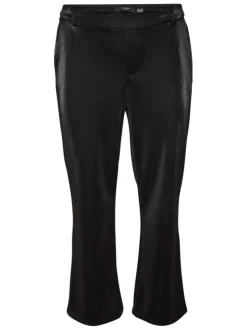 Pantalon noir aspect enduit avec une coupe straight fit et une taille élastiquée