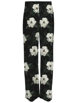 Pantalon noir avec imprimé fleuri coupe loose à taille haute