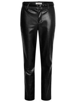 Pantalon noir 7/8éme en simili cuir à coupe slim et taille haute
