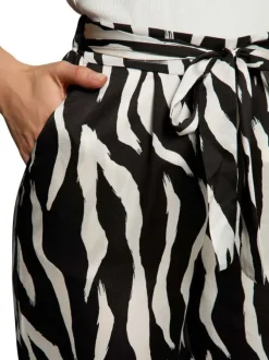 Pantalon noir orné d'un motif animalier et pourvu d'une taille élastiquée