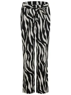 Pantalon noir orné d'un motif animalier et pourvu d'une taille élastiquée