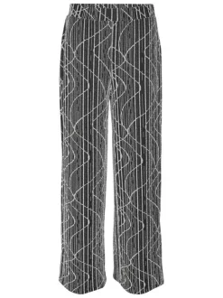 Pantalon noir rayé avec une coupe large et une taille intermédiaire
