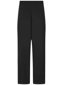 Pantalon noir uni avec une coupe bootcut et une ceinture à la taille