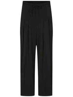 Pantalon noir uni avec une coupe bootcut et une ceinture à la taille