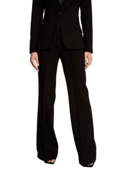 Pantalon noir uni avec une coupe bootcut et une taille intermédiaire