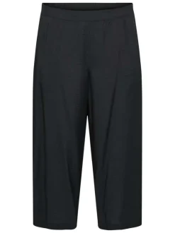 Pantalon noir uni avec une coupe bootcut et une taille élastiquée