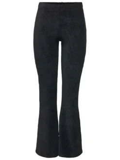 Pantalon noir uni avec une coupe bootcut et une taille élastiquée