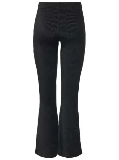 Pantalon noir uni avec une coupe bootcut et une taille élastiquée
