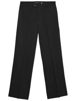 Pantalon noir uni avec une coupe droite et bouton à la taille