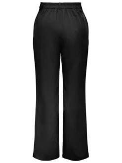 Pantalon noir uni avec une coupe droite et des passants pour ceinture