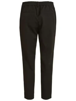 Pantalon noir uni avec une coupe droite et une taille élastiquée