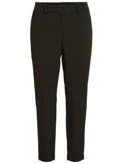 Pantalon noir uni avec une coupe droite et une taille élastiquée