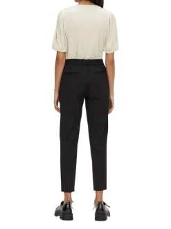 Pantalon noir uni avec une coupe droite et une taille élastiquée