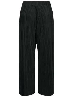 Pantalon noir uni avec une coupe droite et une taille élastiquée