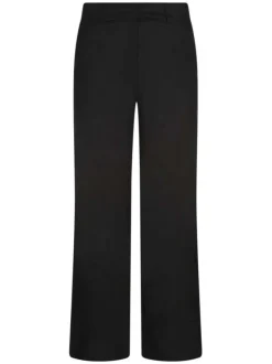 Pantalon noir uni avec une coupe droite à plusieurs poches et passants