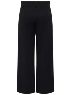 Pantalon noir uni avec une coupe flare et une fermeture à zip et agrafe