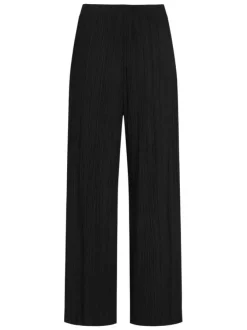 Pantalon noir uni avec une coupe flare et une taille élastiquée