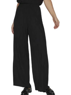 Pantalon noir uni avec une coupe flare et une taille élastiquée