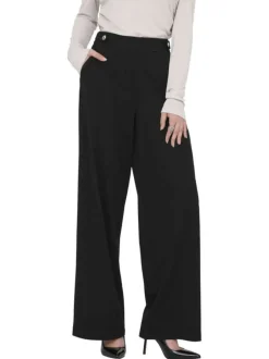 Pantalon noir uni avec une coupe flare et une taille élastique