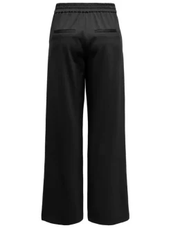 Pantalon noir uni avec une coupe flare et une taille élastique