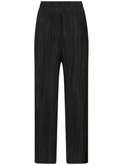 Pantalon noir uni avec une coupe large et un lien de serrage à la taille