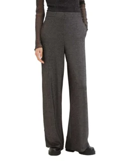 Pantalon noir uni avec une coupe regular fit et du lurex argenté