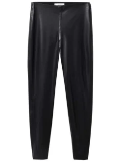 Pantalon noir uni avec une coupe skinny et un zip sur le côté