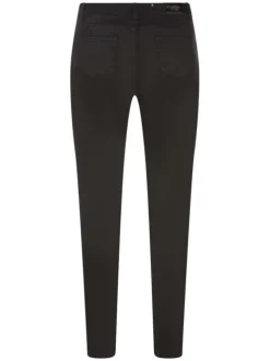 Pantalon noir uni avec une coupe slim et des passants pour la ceinture