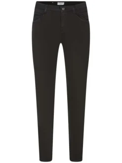 Pantalon noir uni avec une coupe slim et des passants pour la ceinture