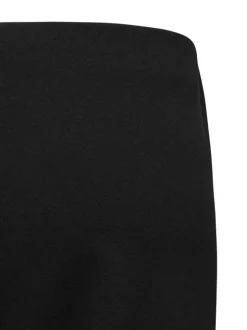 Pantalon noir uni à coupe droite avec un élastique à la taille