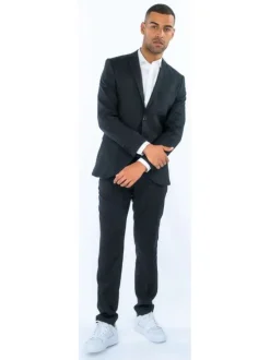 Pantalon noir uni à coupe droite et à fermeture zippée boutonnée